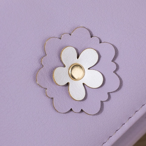 Cartera Corta para Mujer Dulce Floral de Cuero PU Tríptico Mini Monedero Con Cierre de Boquilla Metálico Bolsillo para Monedas Portatarjetas Estudiante