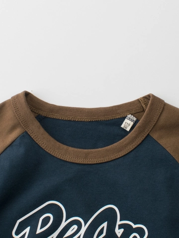 Toddler Boys T-Shirt 100% Cotton Raglan Short Sleeve Color Block Round Neck Pear Print Casual Korean Style Tops