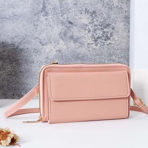 Sac à Bandoulière Multifonctionnel en Cuir PU pour Femme Écran Tactile Portefeuille avec Emplacements pour Cartes