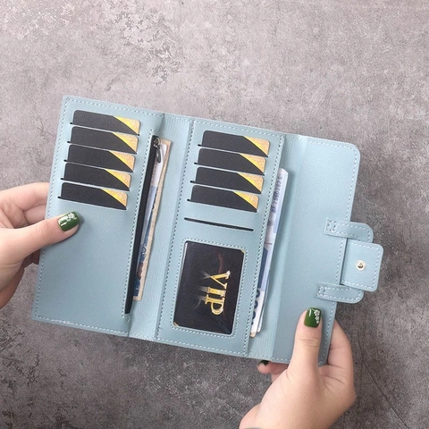Women's Long PU Leather Wallet Multi-Functional Tri-Fold Clutch For Women Solid Color Large Capacity Card Holder Fashion Handbag