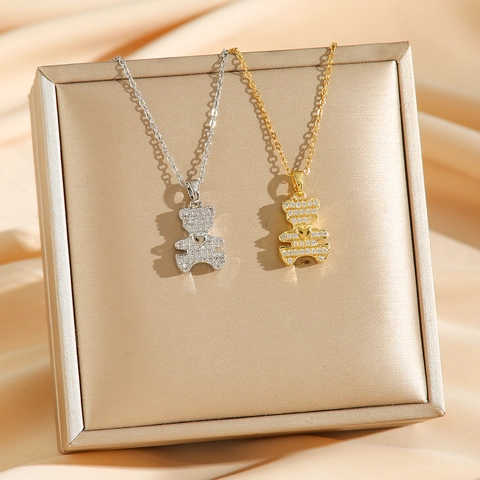Beer Hanger Ketting Titanium Staal Micro Pave Zircon Hart Sleutelbeen Ketting Zoete Mode Sieraden Vrouwen