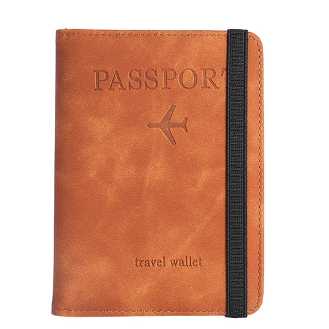 Minimalist PU Leather Passport Holder Travel Wallet With Elastic Band And SIM Card Slots Airplane Design Passport Cover For Unisex