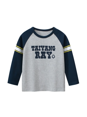 Jongens Raglan Lange Mouw T-Shirt 100% Katoen Ronde Hals Contrastkleur Cartoon Aap Print Peuters Kinderen Lente Herfst Top