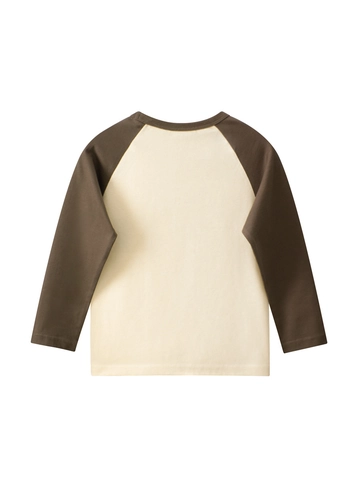 Kids Boys Casual Cotton Long Sleeve Raglan T-Shirt Contrast Color Slogan Printed Round Neck Top For School Daily Wear
