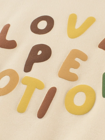 Felpa da Bambino Foderata in Pile Girocollo Stampa Lettere Cartone Animato Maglione a Maniche Lunghe per Autunno Inverno