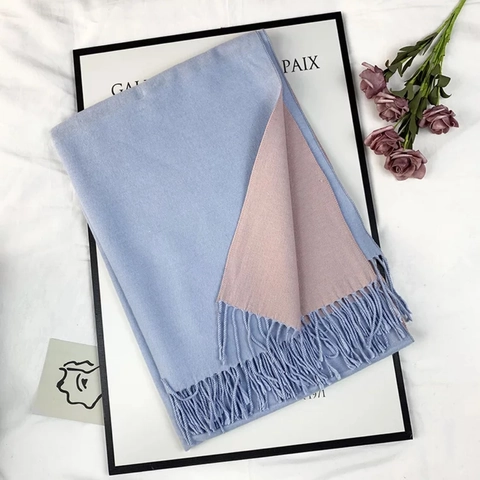 Women Winter Scarf Double Sided Solid Color Warm Cashmere Like Wrap With Tassels Thick Pashmina Shawl For Cold Weather