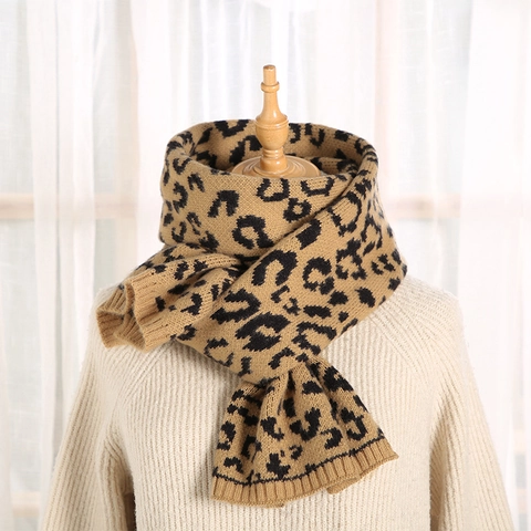 Damen Strick Winter Schal Leopard Zebra Argyle Print Dick Warm Weich Lang Halstuch Mode Herbst Accessoires