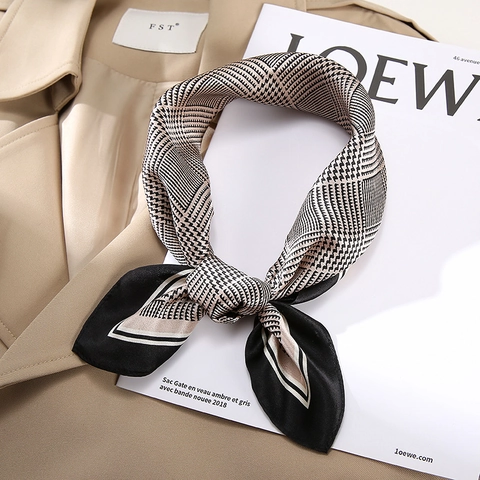 Mulberry Satin Square Scarf Printed Satin Elegant Small Neck Head Tie Bandana Fashion Accessory Women