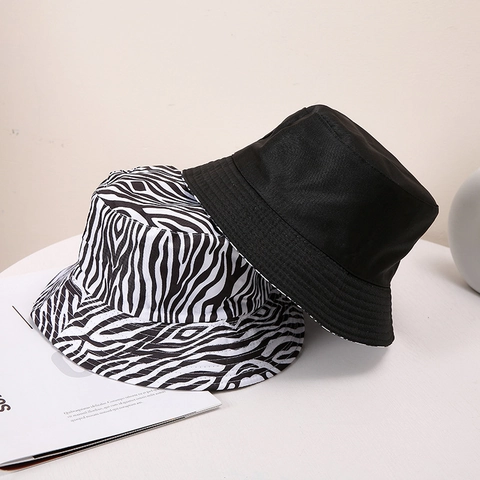 Checkerboard Zebra Houndstooth Panda Print Bucket Hat Sun Protection Polyester Summer Outdoor Unisex Fashion Basin Cap