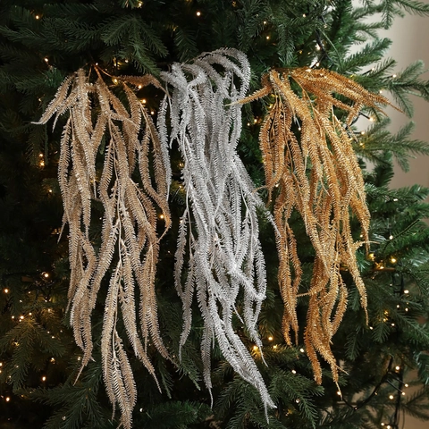 Rami Pendenti con Foglie di Salice Artificiali Glitterate per Decorazioni Natalizie Feste Matrimoni Interni Esterni Casa e Vacanze