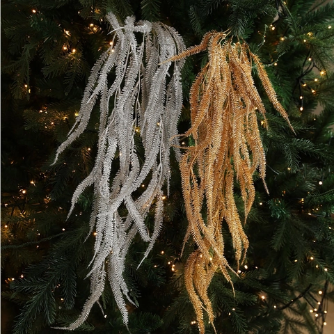 Rami Pendenti con Foglie di Salice Artificiali Glitterate per Decorazioni Natalizie Feste Matrimoni Interni Esterni Casa e Vacanze