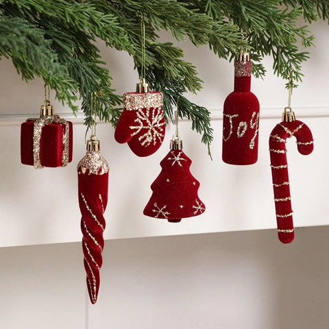 Décorations À Suspendre Sapin Noël Flocage Bourgogne Or Pailleté Fête Noël Décoration Maison Élégante