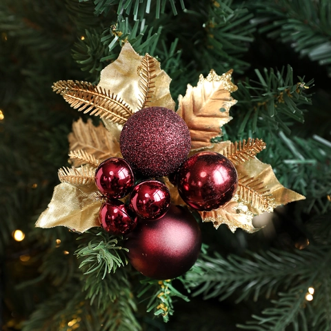 Christmas Decoration Picks Artificial Pine Cones Glitter Golden Leaves Red Gift Box Balls For Tree Wreath DIY Festive Ornaments