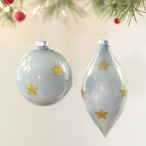 Palle di Natale in Vetro Decorazioni a Goccia e a Cipolla Pendenti con Brillantini e Perle Artificiali per Albero di Natale Casa