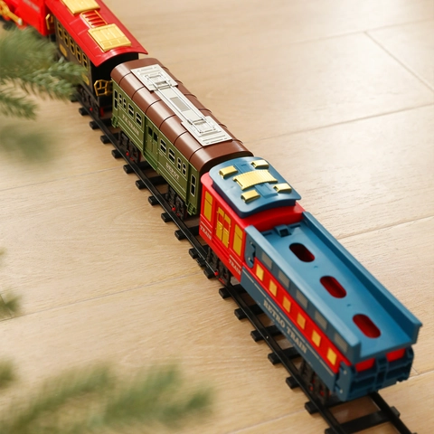 Tren De Navidad Eléctrico Juguete Carril Plástico Estilo Retro Con Luces Y Sonidos Decoración Debajo Del Árbol Regalos