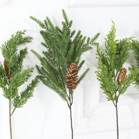 Ramas De Pino Artificiales Con Piñas Agujas De Plástico PE Para Decoración De Navidad Relleno De Jarrón Estilo Nórdico