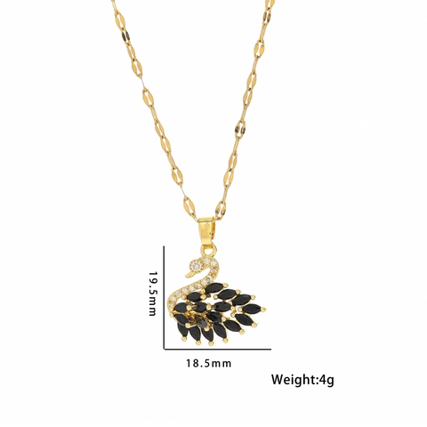 Collana Con Ciondolo A Cigno Acciaio Al Titanio Cristallo Strass Elegante Catena Per Clavicola Da Donna