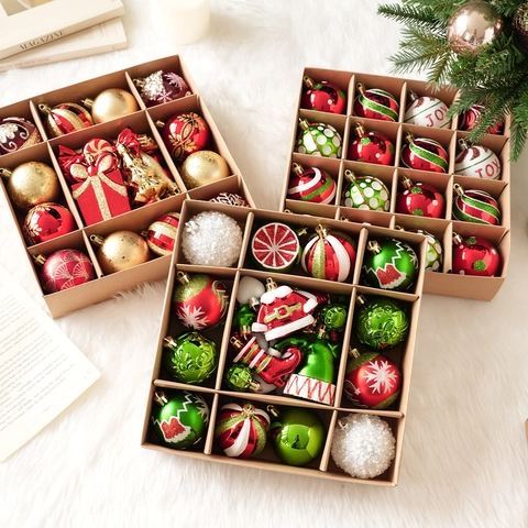 Bolas De Navidad Plástico Irrompibles Surtido Con Caja Para Decoraciones Árbol Fiesta Vacaciones Hogar Adornos