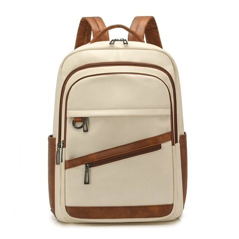 Sac à Dos en Cuir PU Minimaliste Urbain Grande Capacité pour Femmes Hommes Sacoche Ordinateur Vintage Multi Poches Sac de Voyage École