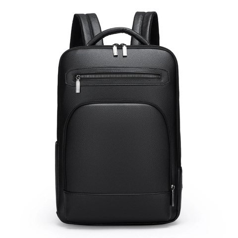 Business Backpack PU Leather Waterproof Large Capacity Travel Laptop Bag Minimalist Urban Professional Men USB Port