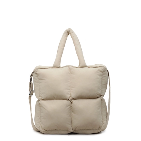Bolso Tote Acolchado Nailon Poliéster Relleno Ligero Cierre Cremallera Mujer Diario Estilo Niche Suave De Mano