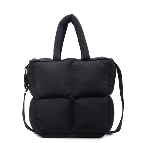 Bolso Tote Acolchado Nailon Poliéster Relleno Ligero Cierre Cremallera Mujer Diario Estilo Niche Suave De Mano
