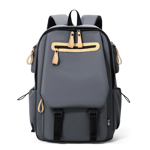 Nylon Casual Backpack Large Capacity Multi-Pocket School Travel Commute Solid Color High School Students Unisex