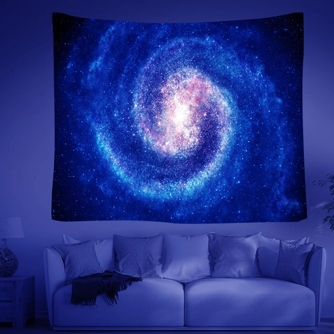 Arazzo Nordico Cielo Stellato Galassia Fluorescente Reattivo UV Appeso a Parete Fungo Pianta Leone Cervo Albero della Vita