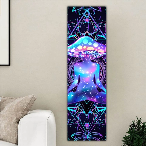 Bohemian Mandala Yoga Tapestry Meditation Zen Room Decor Vertical Chakra Wall Hanging Polyester Peach Skin Velvet Artistic Spiritual Home Decoration