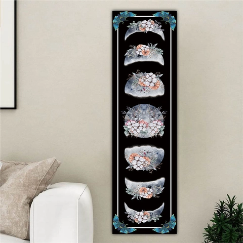 Moon Phase Wall Tapestry Vertical Hanging Peach Skin Polyester Fabric Bohemian Nordic Style Home Room Decor Mystic Art