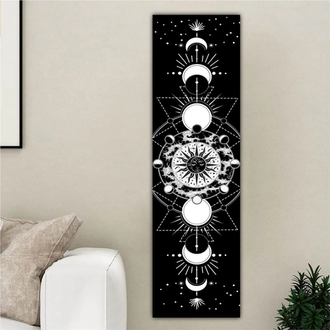 Arazzo Bohemien Fasi Lunari Poliestere Appeso Parete Verticale Celeste Astrologia Chakra Meditazione Arredamento Casa