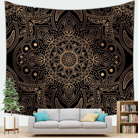 Boheems Mandala Wandtapijt Polyester Perzikhuid Fluweel Decoratieve Stof Voor Woonkamer Slaapkamer Slaapzaal Huis Kunst