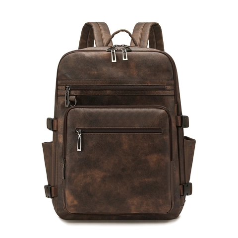 Zaino Per Laptop In Pelle PU Grande Capacità Impermeabile Vintage Tasche Multiple Viaggi D'Affari Per Donna