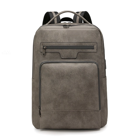Zaino Business Pelle PU Espandibile Borsa Laptop Con Porta USB Impermeabile Viaggio Ufficio Uomo