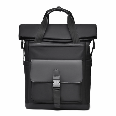 Zaino Business Tessuto Oxford Impermeabile Grande Capacità Scomparto Laptop Pendolare Viaggi Design Roll Top Unisex