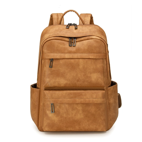 Mochila Hombre Cuir PU Gran Capacidad Impermeable Negocios Viaje Portátil Escuela Multi Bolsillos Retro Profesional