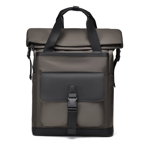 Zaino Business Tessuto Oxford Impermeabile Grande Capacità Scomparto Laptop Pendolare Viaggi Design Roll Top Unisex