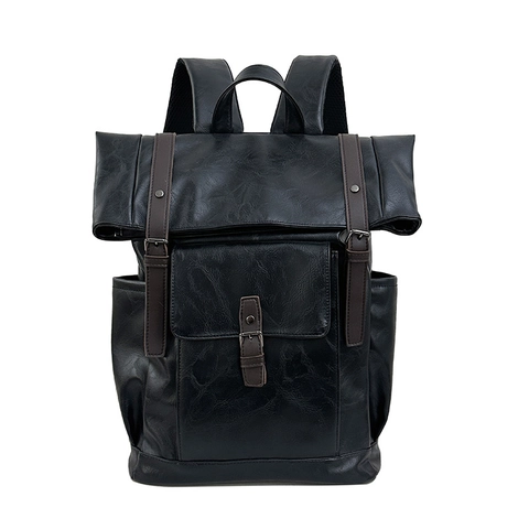 Vintage PU Leren Rugzak Grote Capaciteit Flap Gesp Schooltas Voor Heren Dames Casual Reizen Dagrugzak