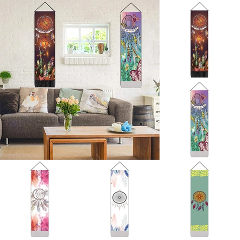 Arazzo Decorativo Piuma Acchiappasogni Bohémien Decorazione Parete Per Camera Da Letto Soggiorno Casa Poliestere Cotone Con Nappa Asta In Legno