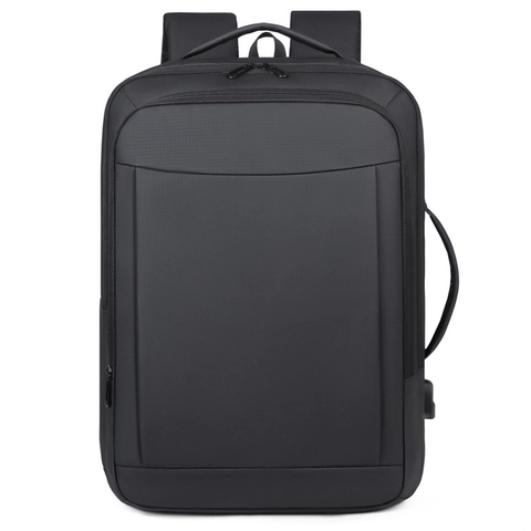 Men Business Laptop Backpack Expandable Waterproof PU Coated Travel Bag With USB Charging Port Large Capacity Work Bookbag