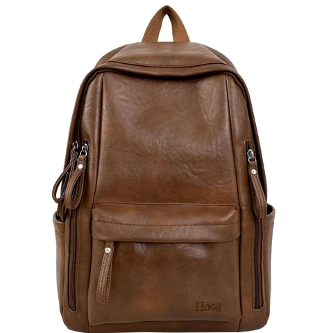 Minimalist PU Leather Backpack Large Capacity Schoolbag Laptop Bag Korean Style Retro Soft Leather For Students Travel Unisex