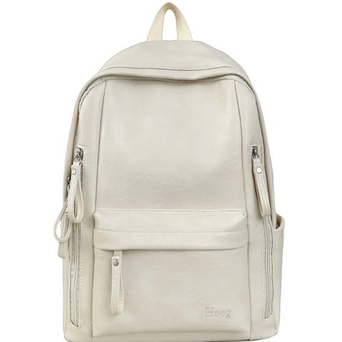 Minimalist PU Leather Backpack Large Capacity Schoolbag Laptop Bag Korean Style Retro Soft Leather For Students Travel Unisex
