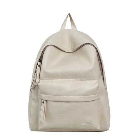 Mochila de Cuero PU de Gran Capacidad para Mujer Retro Color Sólido Bolsa Escolar Estudiante Minimalista Viaje Casual Moda