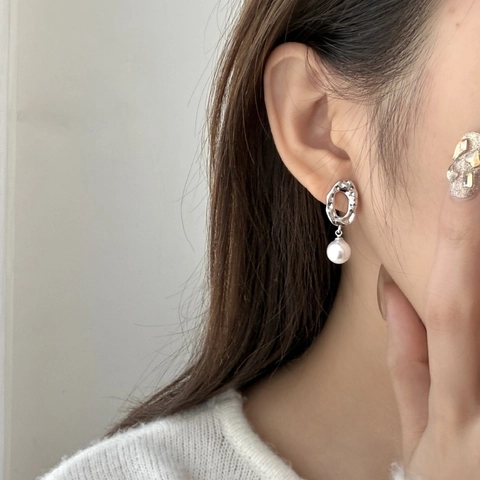 Onregelmatige Geometrische Kunstparel Oorbellen Voor Vrouwen Koper Gehamerd Hol Ovaal Mode Sieraden Accessoires