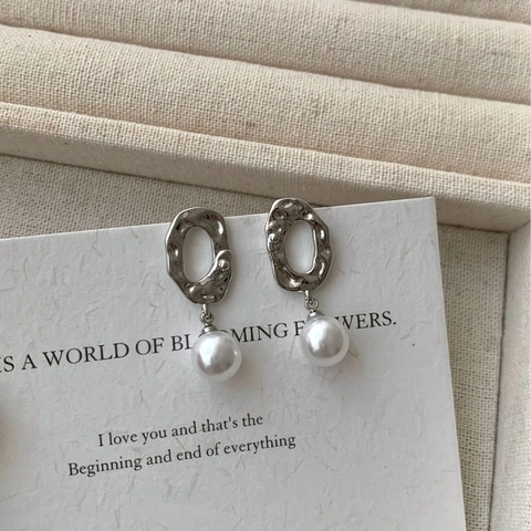 Onregelmatige Geometrische Kunstparel Oorbellen Voor Vrouwen Koper Gehamerd Hol Ovaal Mode Sieraden Accessoires