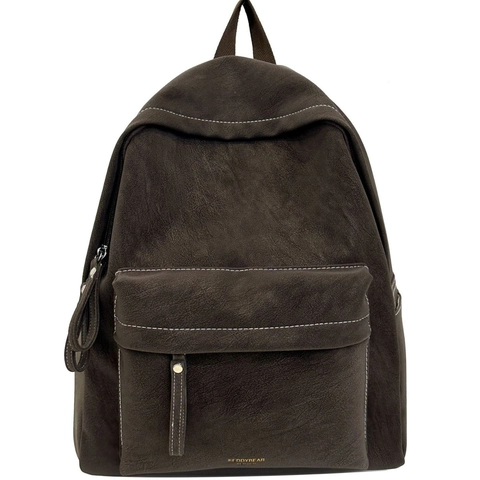 Große Kapazität PU Leder Rucksack Kontrastnähte Retro Minimalistisch Preppy Style Schultasche Für Damen Studenten