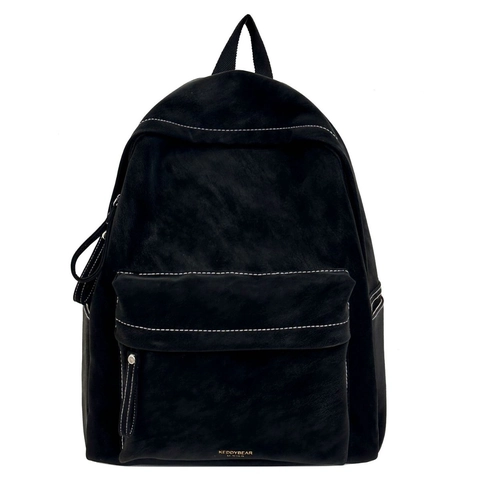 Große Kapazität PU Leder Rucksack Kontrastnähte Retro Minimalistisch Preppy Style Schultasche Für Damen Studenten