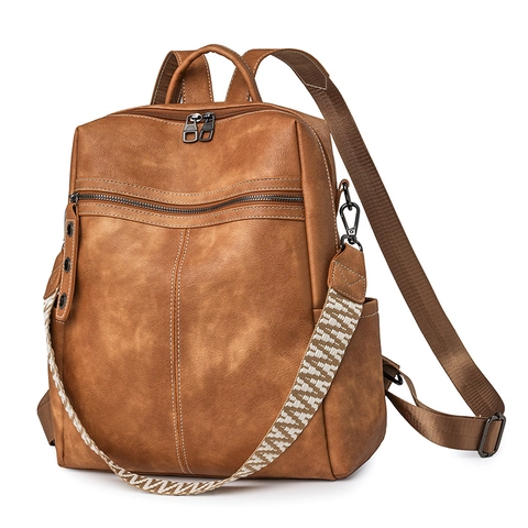Zaino Donna Retro In Pelle PU Tasche Multiple Impermeabile Grande Capacità Moda Borsa A Spalla Tracolla Intrecciata