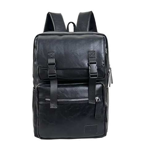 Vintage PU Leather Large Capacity Backpack For Men Women Multi-pocket Travel Business Computer Bag Korean Style Lightweight School Bag