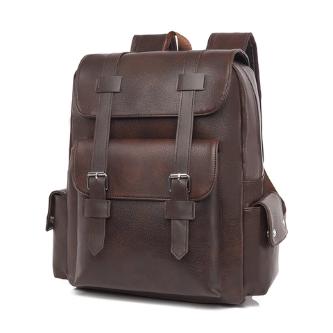 Zaino In Pelle PU Retro Uomo Grande Capacità Impermeabile Business Viaggio Borsa Porta PC Stile Vintage